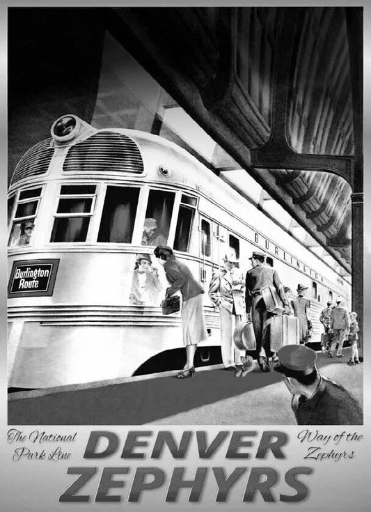 Denver Zephyrs Burlington Route Railroad Train Art Ad Old Picture Magnet