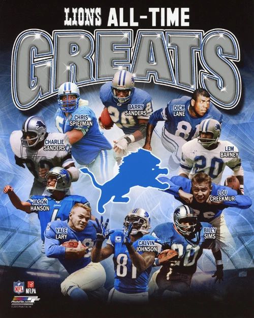 Detroit Lions All Time Greats Glossy Keychain Barry Sanders And Calvin Johnson