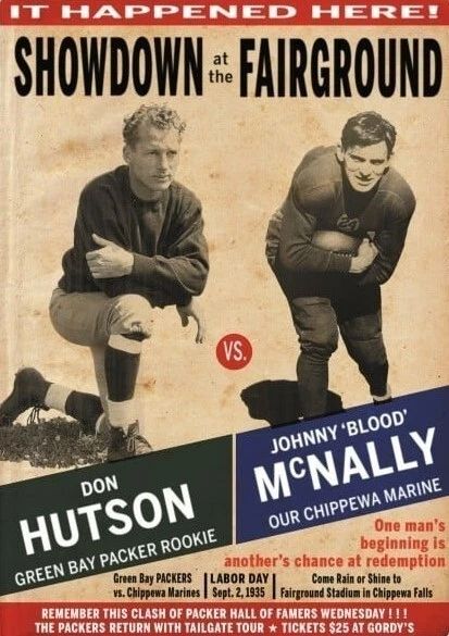 Don Hutson & John Mcnally Photo Green Bay Packers Chippewa Marines Football