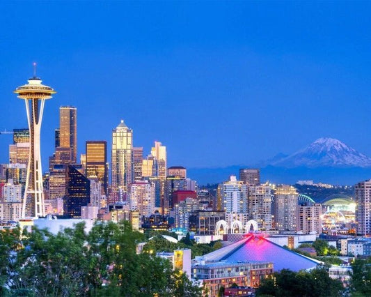 Downtown Seattle Skyline Glossy Magnet Washington Space Needle Print