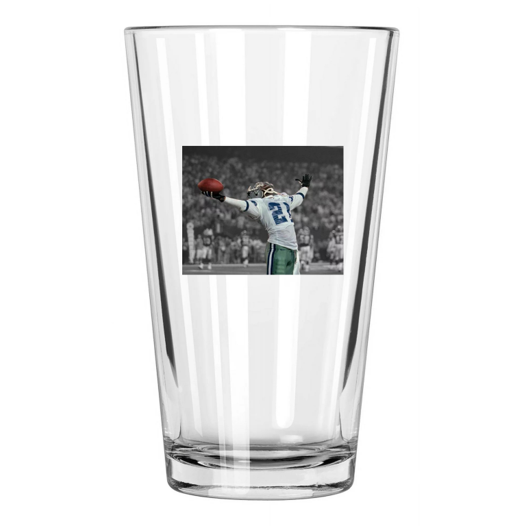 Dallas Cowboys Deion Sanders 'Primetime' Spotlight Football 1 Pint Beer Glass
