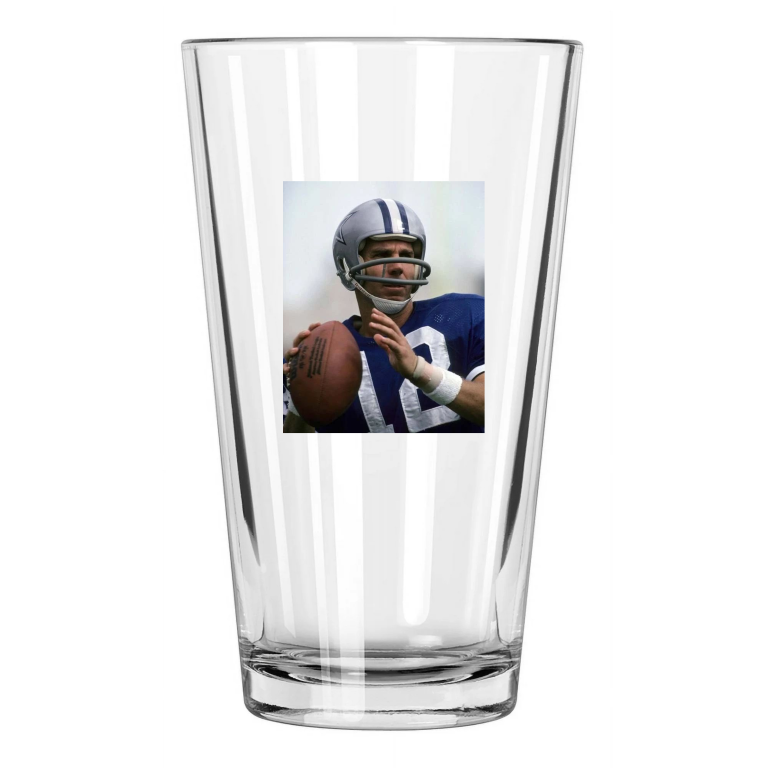 Dallas Cowboys Roger Staubach Photo Nfl Football Pint Beer Drinking Glass