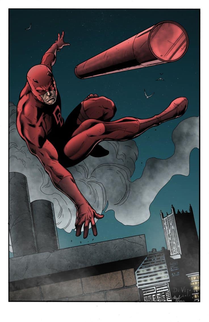Daredevil Action Night Cityscape Print Poster