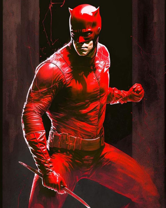 Daredevil Action Pose Red Print Poster
