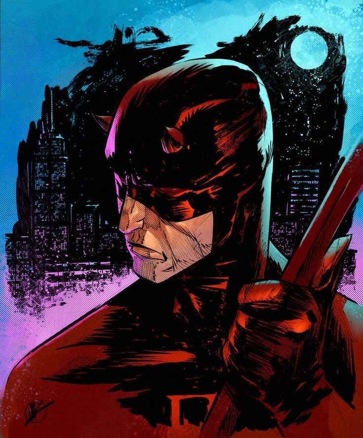 Daredevil Art Portrait Nightscape Print Poster