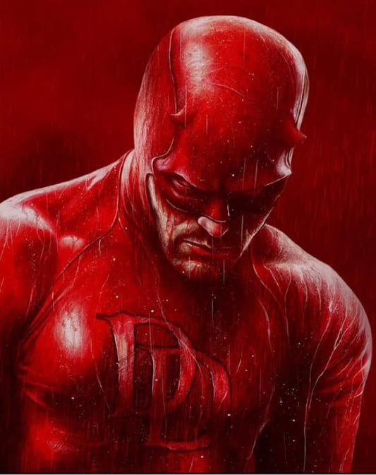 Daredevil Portrait Red Background Print Poster