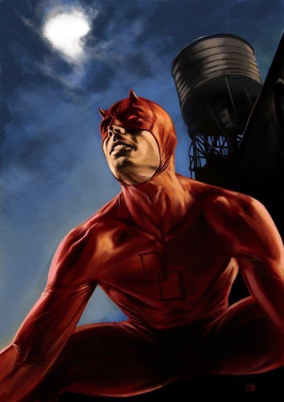 Daredevil Skyline Hero Pose Print Poster