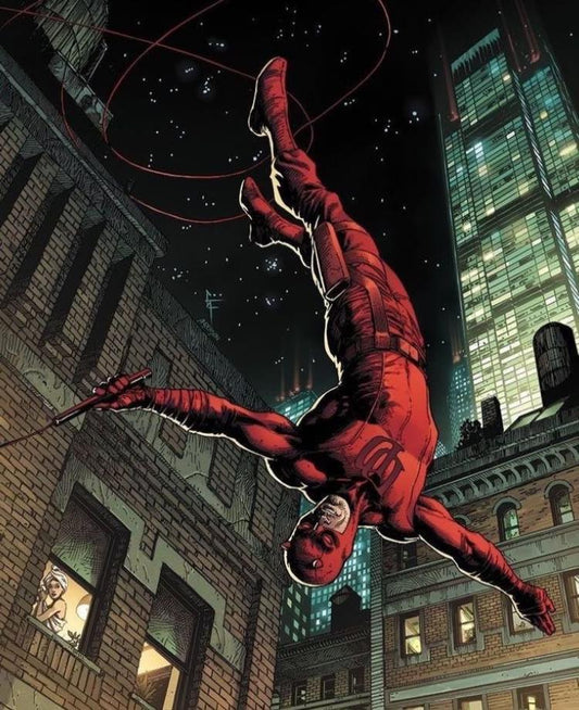Daredevil Swinging Night Cityscape Print Poster