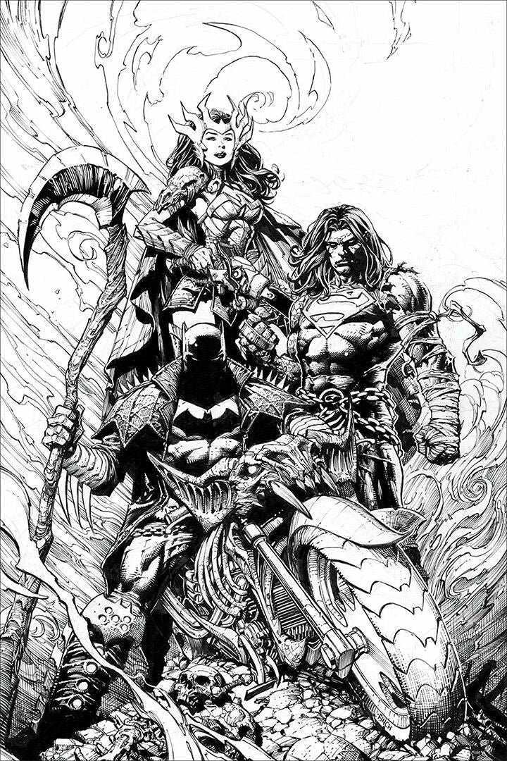 Dark Nights Death Metal Black And White Drawing Decor Wall Art Pr Keychain