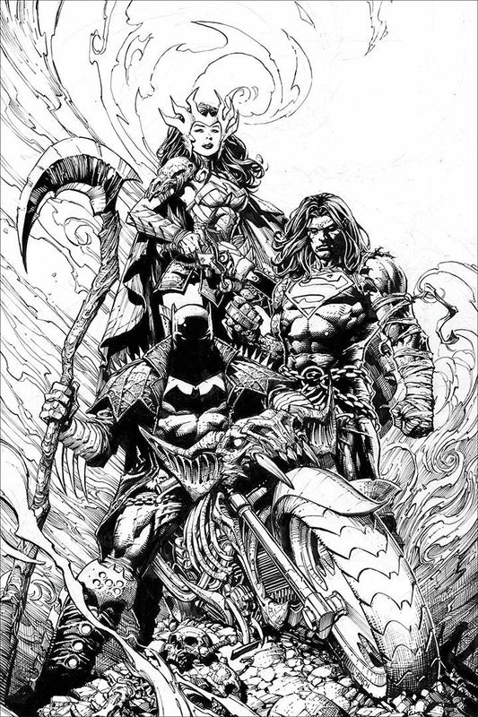 Dark Nights Death Metal Black And White Drawing Decor Wall Art Pr Jigsaw Puzzle