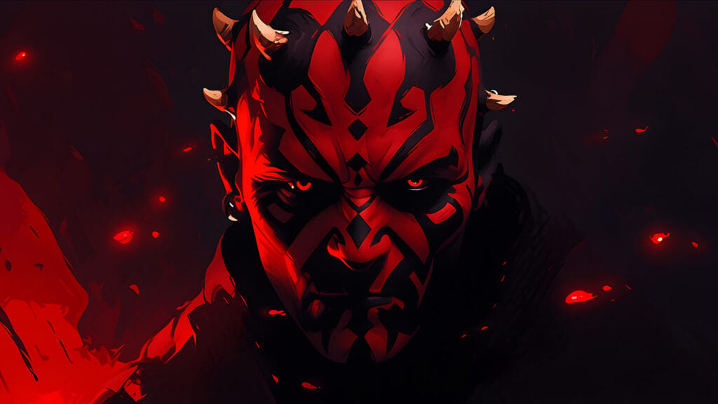 Darth Maul Red Face Horns Grim 654 Print Poster