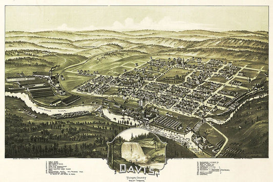 Davis California Aerial Birds Eye View Map Vintage Style Jigsaw Puzzle