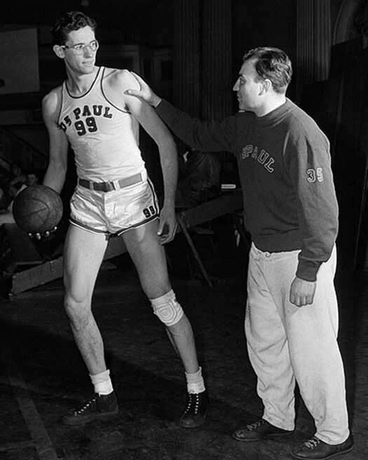 Depaul Blue Demons Ray Meyer And George Mikan Glossy Photo Poster Print
