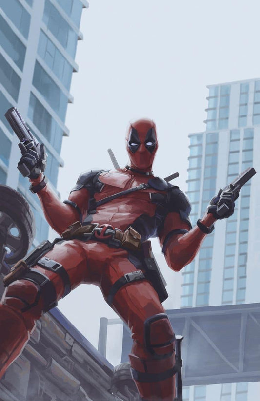 Deadpool Action Cityscape Print Poster