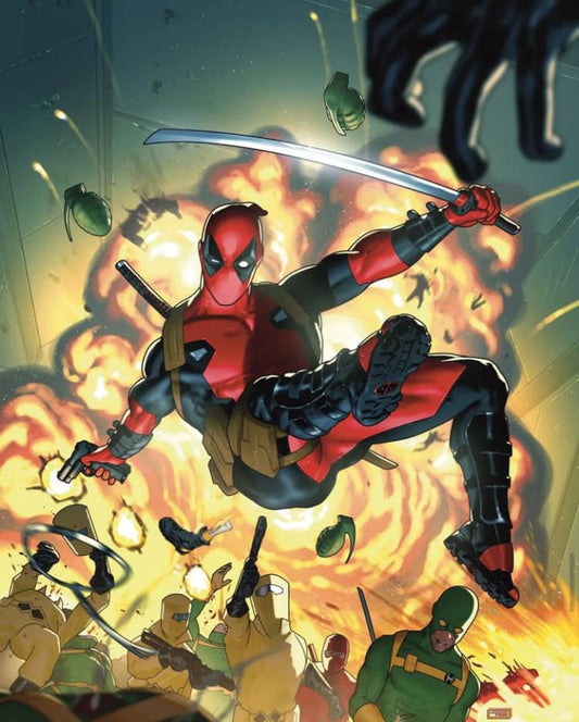 Deadpool Action Scene Explosion Print Poster