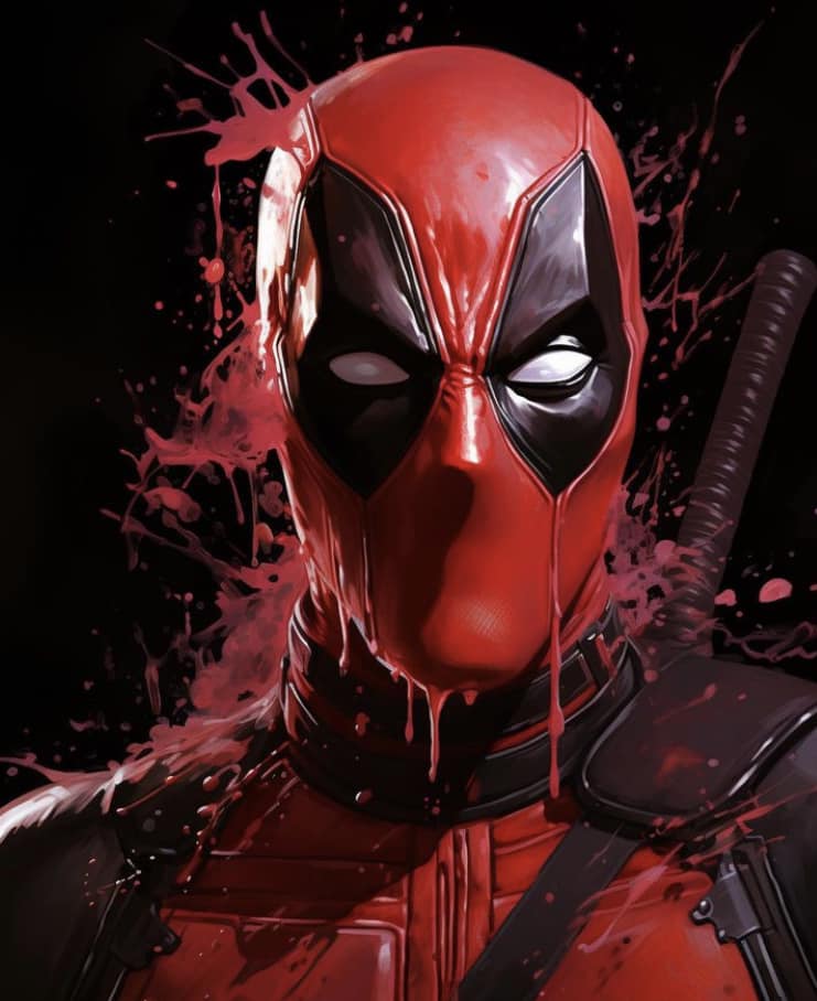 Deadpool Artwork Red Theme Print Poster