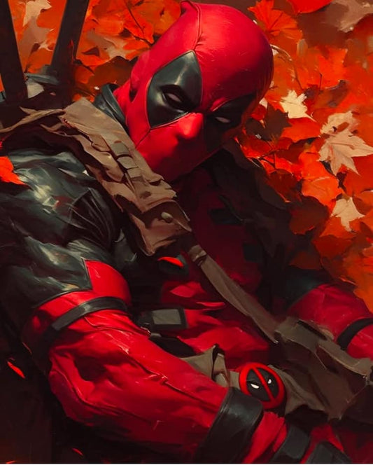 Deadpool Autumn Leaves Print Poster