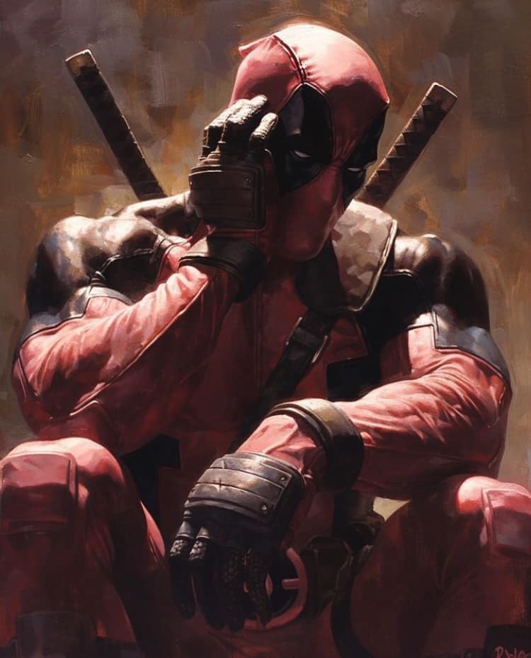 Deadpool Portrait Thinking Jigsaw Puzzle
