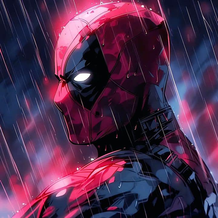 Deadpool Rain Portrait Print Poster