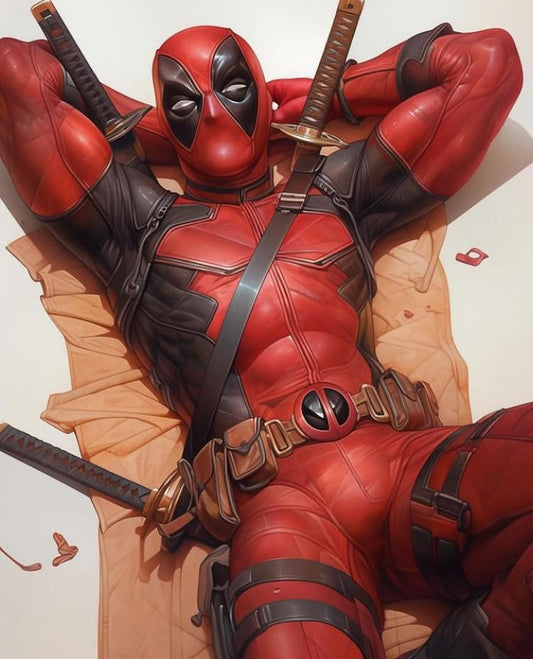 Deadpool Relaxing Action Figure Print Poster