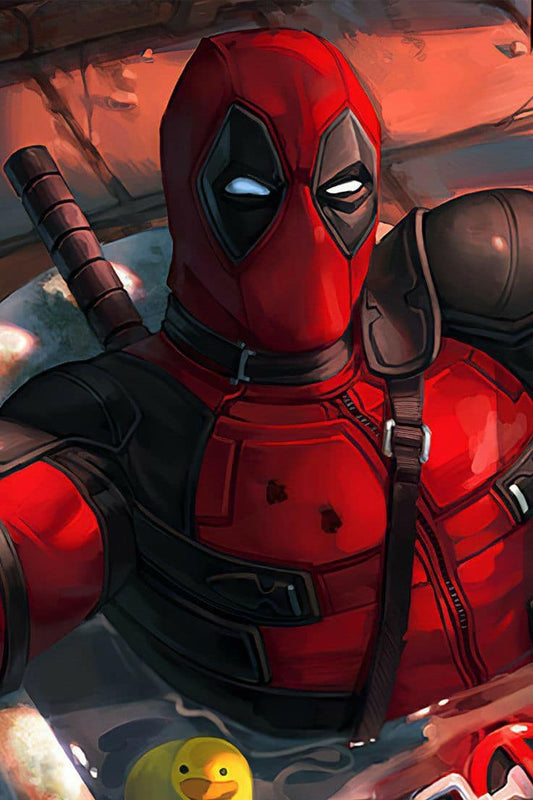Deadpool Selfie Bathtub Playful Print Poster
