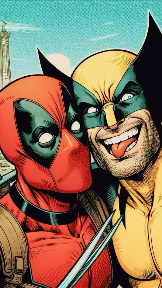 Deadpool Wolverine Selfie Comic Print Poster