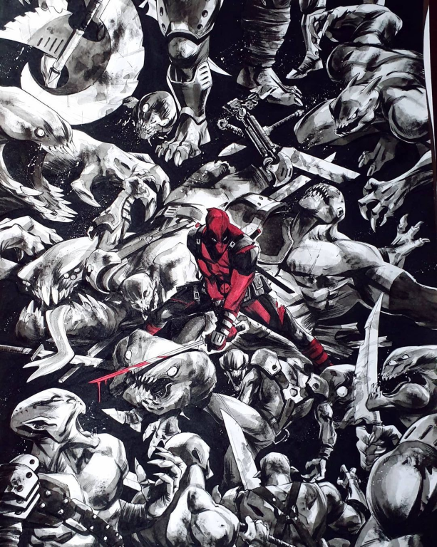 Deadpool Surrounded By Monsters 46372 Print Poster