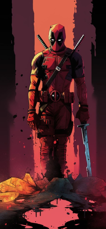 Deadpool Sword Standing Pose 826 Print Poster