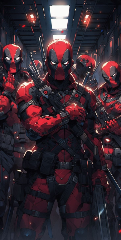 Deadpool With Team 9512 Print Poster
