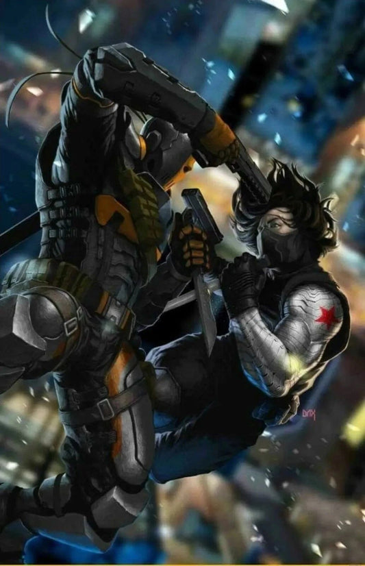 Deadthstroke Vrs Winter Soldier Poster Print