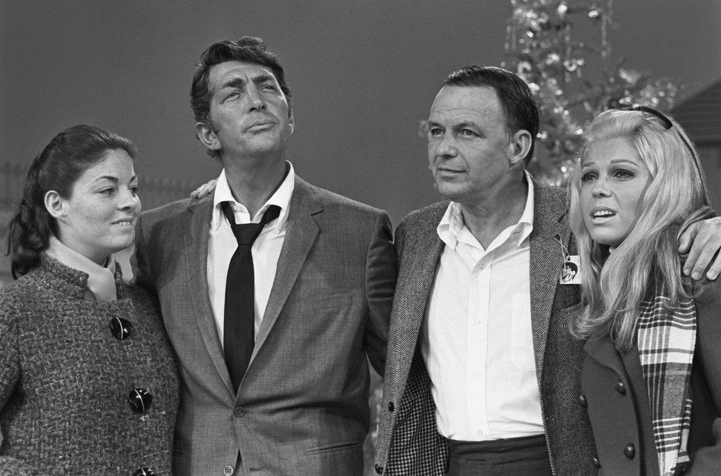 Dean Martin And Frank Sinatra W Daughters Christmas Publicity Photo