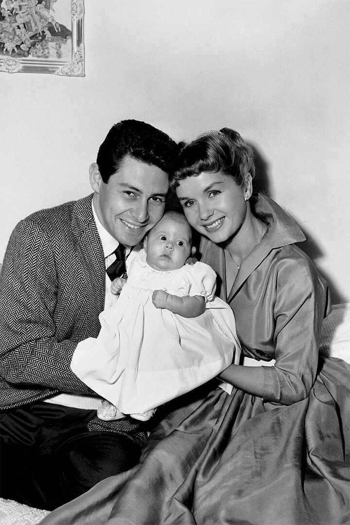 Debbie Reynolds And Husband Holding Their Children Print Jigsaw Puzzle