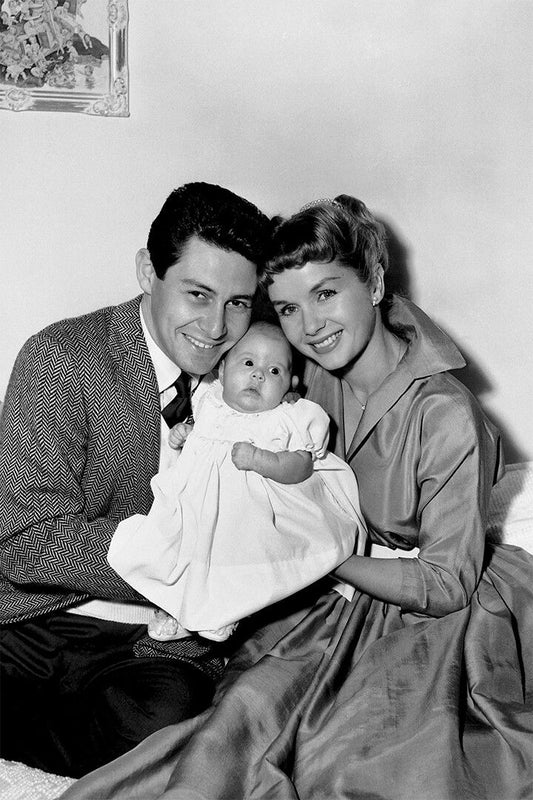 Debbie Reynolds And Husband Holding Their Children Print Jigsaw Puzzle