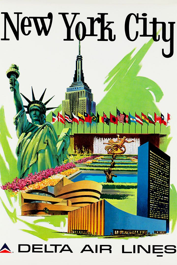 Delta Airlines New York Vintage Painting Jigsaw Puzzle