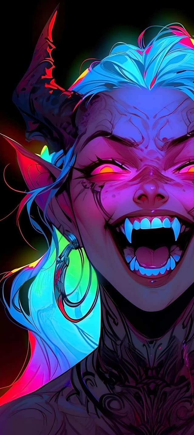 Demoness Portrait Vibrant Colors Print Poster