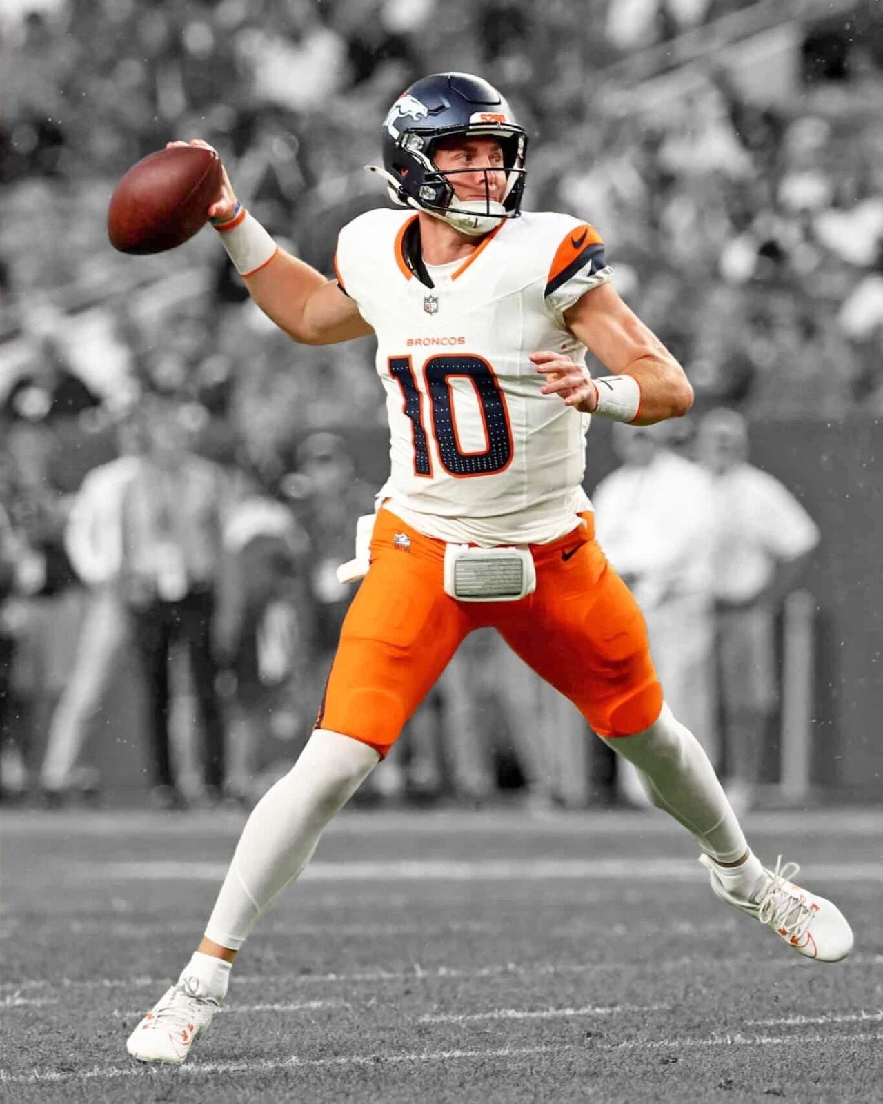 Denver Broncos Bo Nix Glossy Keychain Football Print Spotlight Keychain 1