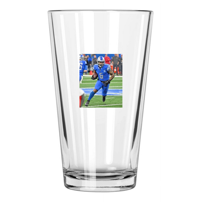 Detroit Lions David Montgomery Photo Nfl Football Pint Beer Drinking Glass