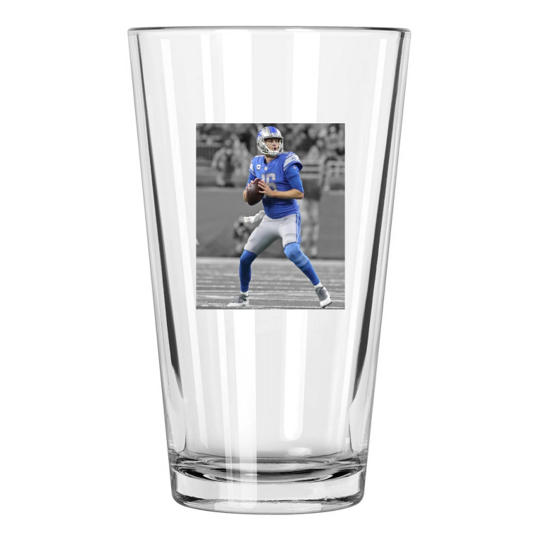 Detroit Lions Jared Goff Photo Spotlight Football Pint Beer Drinking Glass