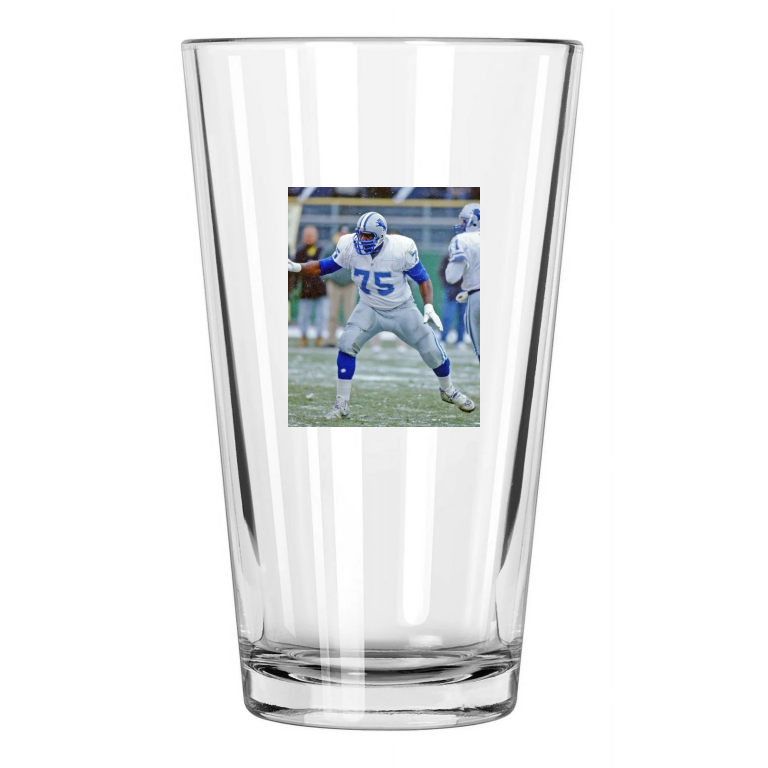 Detroit Lions Lomas Brown Photo Football Pint Beer Drinking Glass
