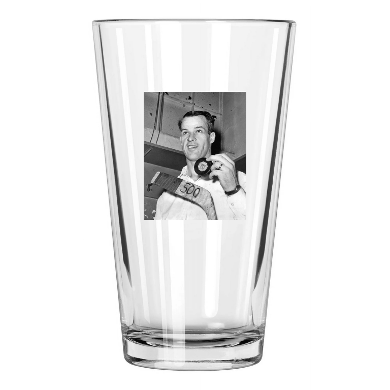 Detroit Red Wings Gordie Howe Photo 500Th Goals Hockey Pint Beer Drinking Glass
