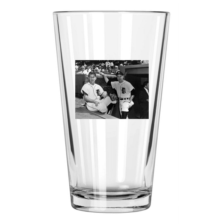 Detroit Tigers Al Kaline And Norm Cash Photo Baseball Pint Beer Drinking Glass