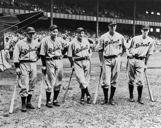 Detroit Tigers Glossy Photo Hank Greenberg Charlie Gehringer & Goose Goslin