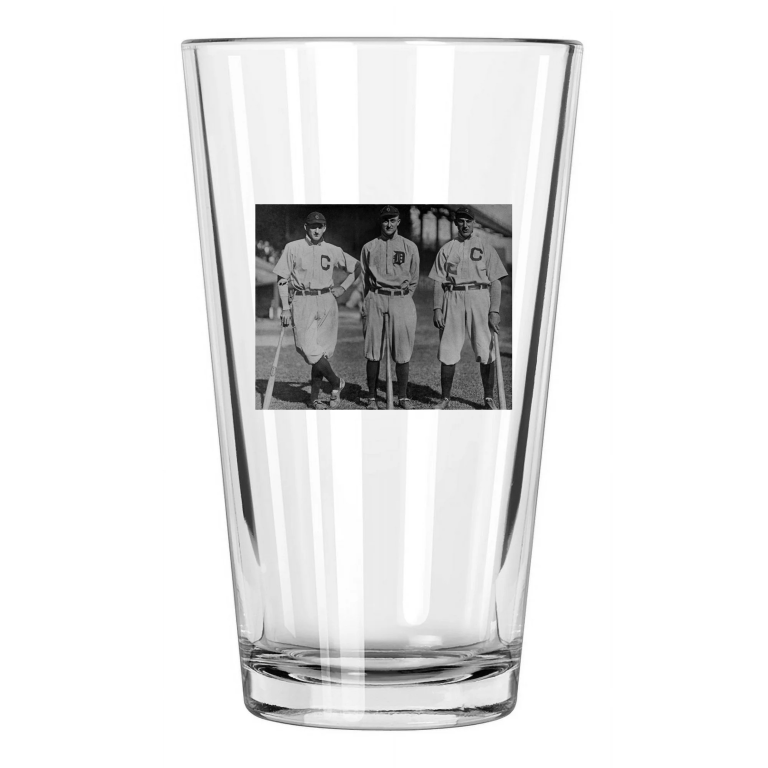 Detroit Tigers Ty Cobb Cleveland Naps Joe Jackson & Nap Lajoie Pint Beer Glass