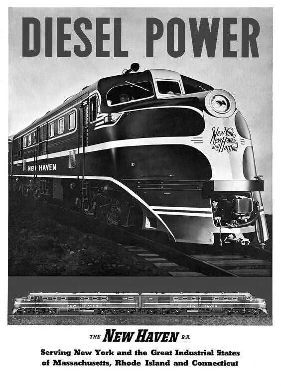 Diesel Power New England Railroad Train Advertisement Picture Keychain