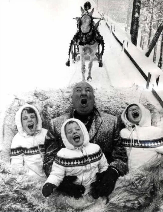 Director Alfred Hitchcock & Grandkids 1960 Winter Holiday Picture Magnet