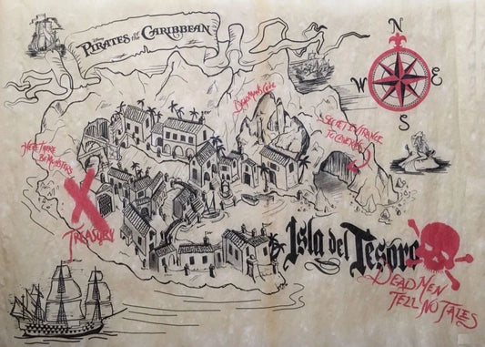 Disney Pirates Of The Caribbean Map Dead Men Tell No Tales Jack Sparrow