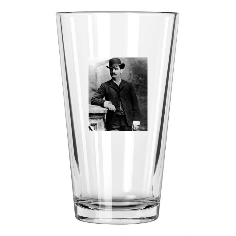 Dodge City Deputy Gunman Bat Masterson Old West Portrait Pint Beer Glass