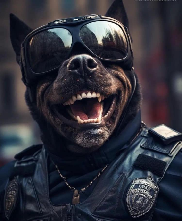 Dog Police Officer Smiling Sunglasses Print Poster