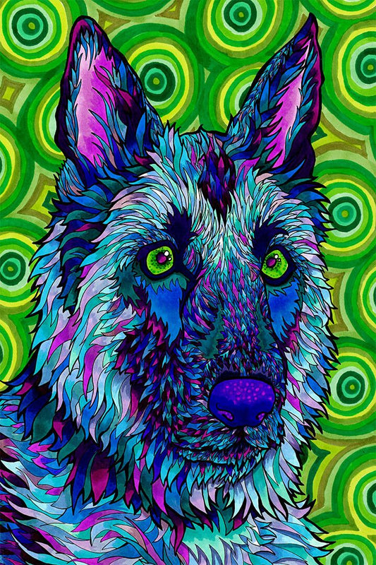 Dog Goat Artwork Psychedelic Animal Painting Jigsaw Puzzle