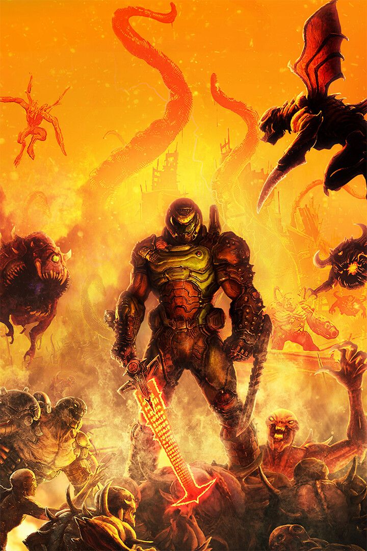 Doom Eternal Doomguy And Hell Knight Art Print Decor Jigsaw Puzzle